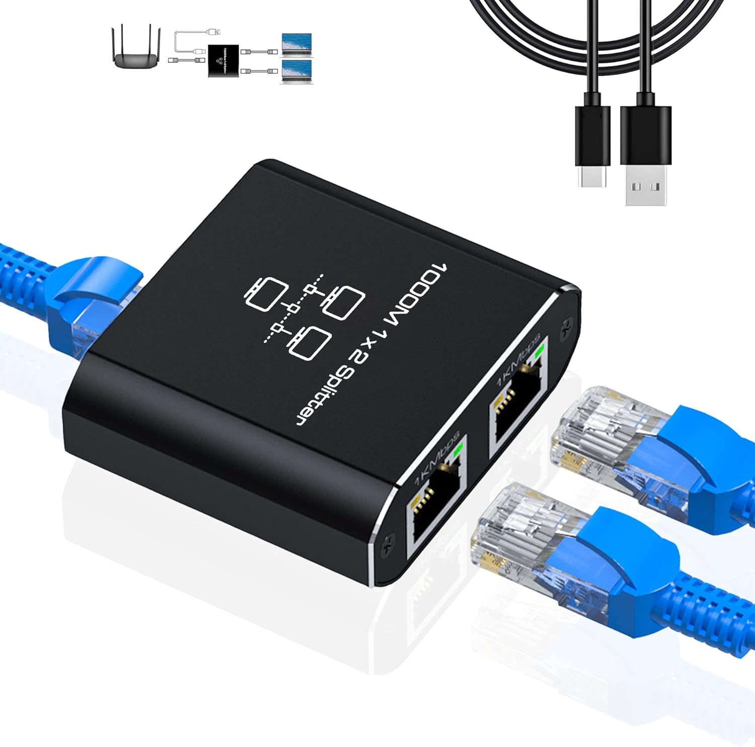 Gigabit Ethernet Splitter 1 to 220.98